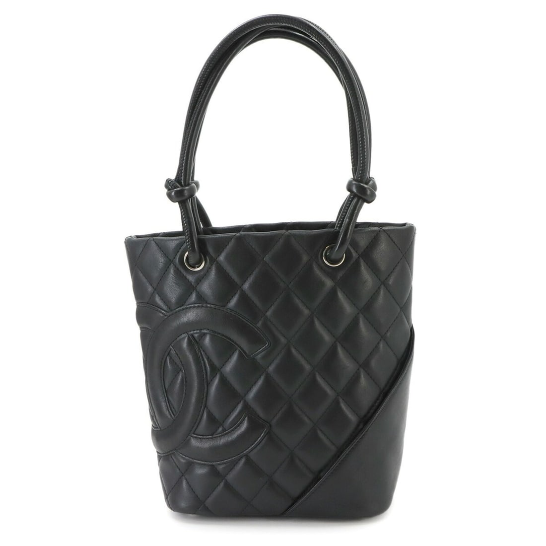 Chanel Cambon Line Small Tote Handbag, Leather, Black, A25166, Silver Hardware, Bag: --- Catalog ---Category: SizeSize (HxWxD): 20cm x 21cm x 10cm / 7.87'' x 8.26'' x 3.93''Category: DesignType: Handbag, Tote bagColor: BlackGender: WomenMaterial: Leather Category: GeneralMPN: A25166Br