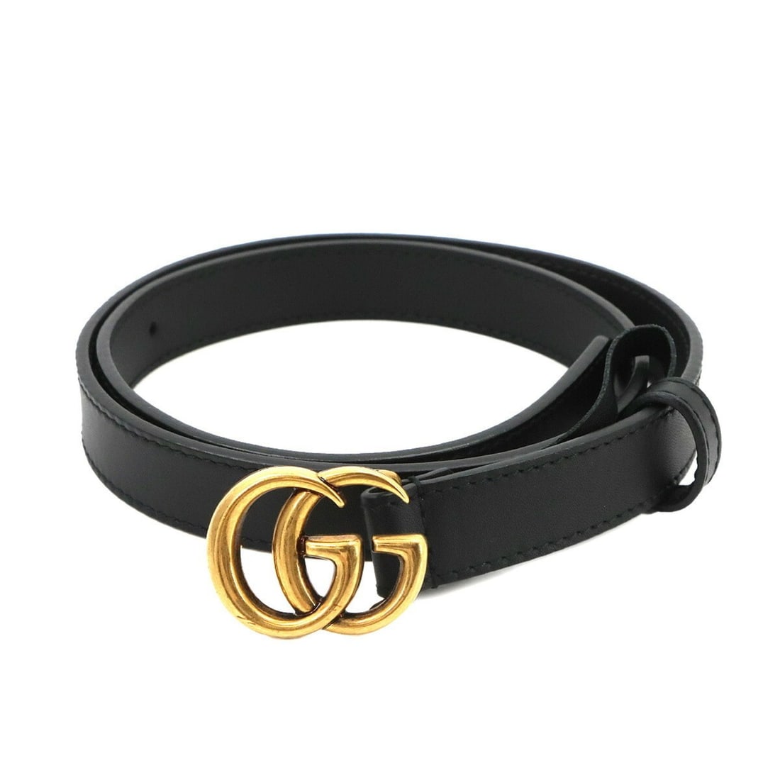 Gucci Double G Belt, Leather, Black, 409417 70, Gold Hardware, GG Marmont Belt (1 of 20)