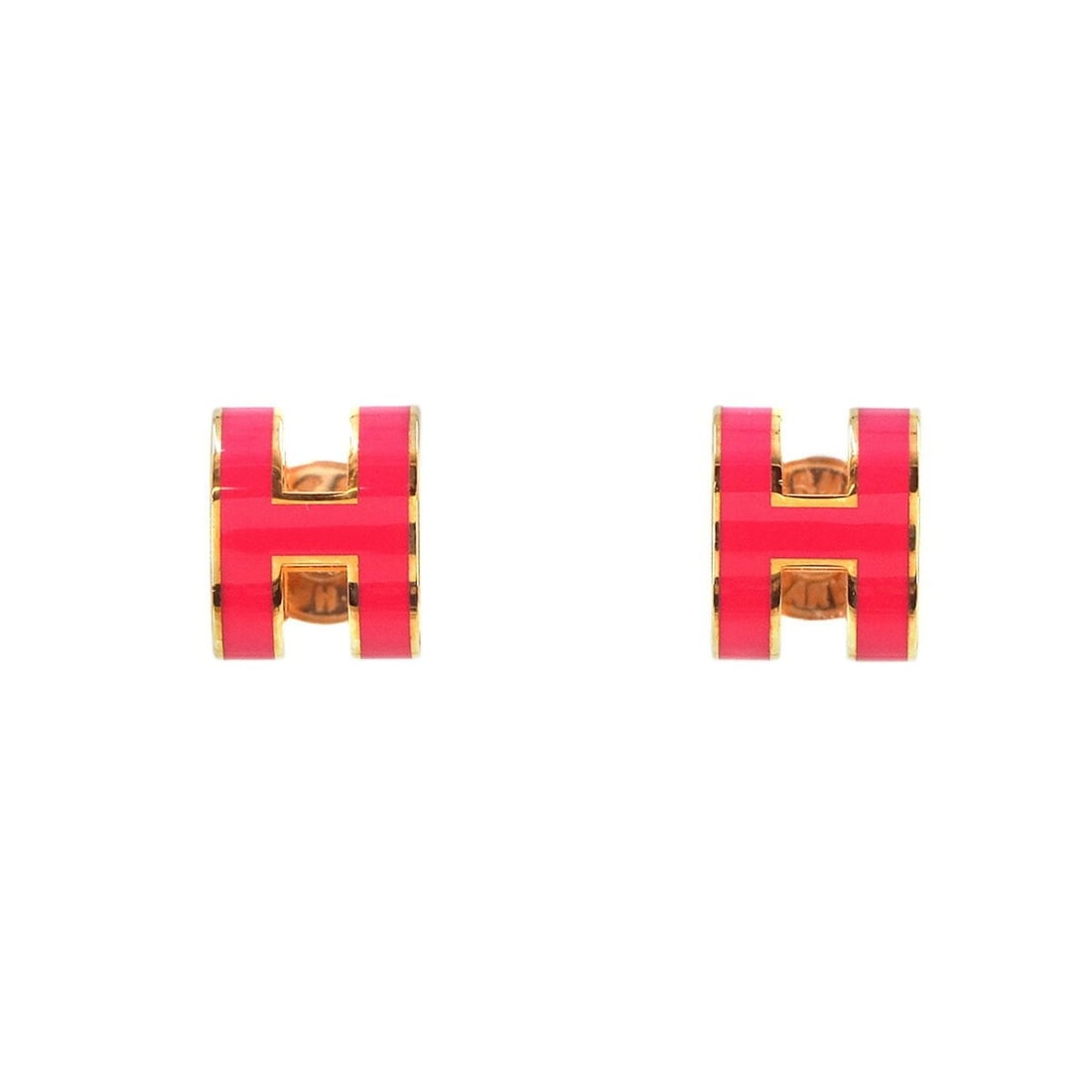 Hermes Mini Pop H Earrings, Rose Extreme Gold: --- Catalog ---Category: SizeSize (HxWxD): 9.00mm x 7.00mm / 0.35'' x 0.28''Category: DesignType: Stud earringsColor: Pink, Rose goldGender: WomenCategory: GeneralBrand: Hermes--- Item List