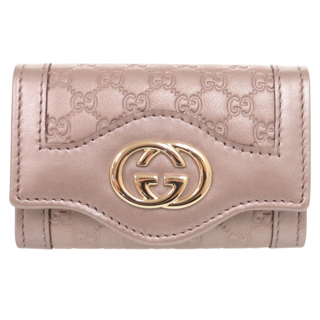 Gucci Interlocking G Microguccissima Leather 282432 Metallic Pink Key Case 0726GUCCI (1 of 10)