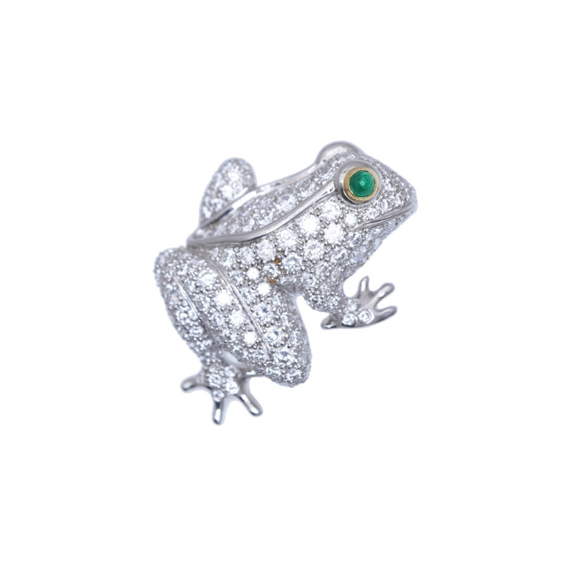 Tiffany & Co. Nature Frog Brooch, PT950 with Diamonds and Emeralds, 18K Yellow Gold (750), Platinum,: --- Catalog ---Category: DesignType: BroochColor: SilverGender: WomenMaterial: Platinum 950Category: GeneralBrand: Tiffany--- Item List ---Section: ConditionRanking: Rank A Used - A few traces of usag