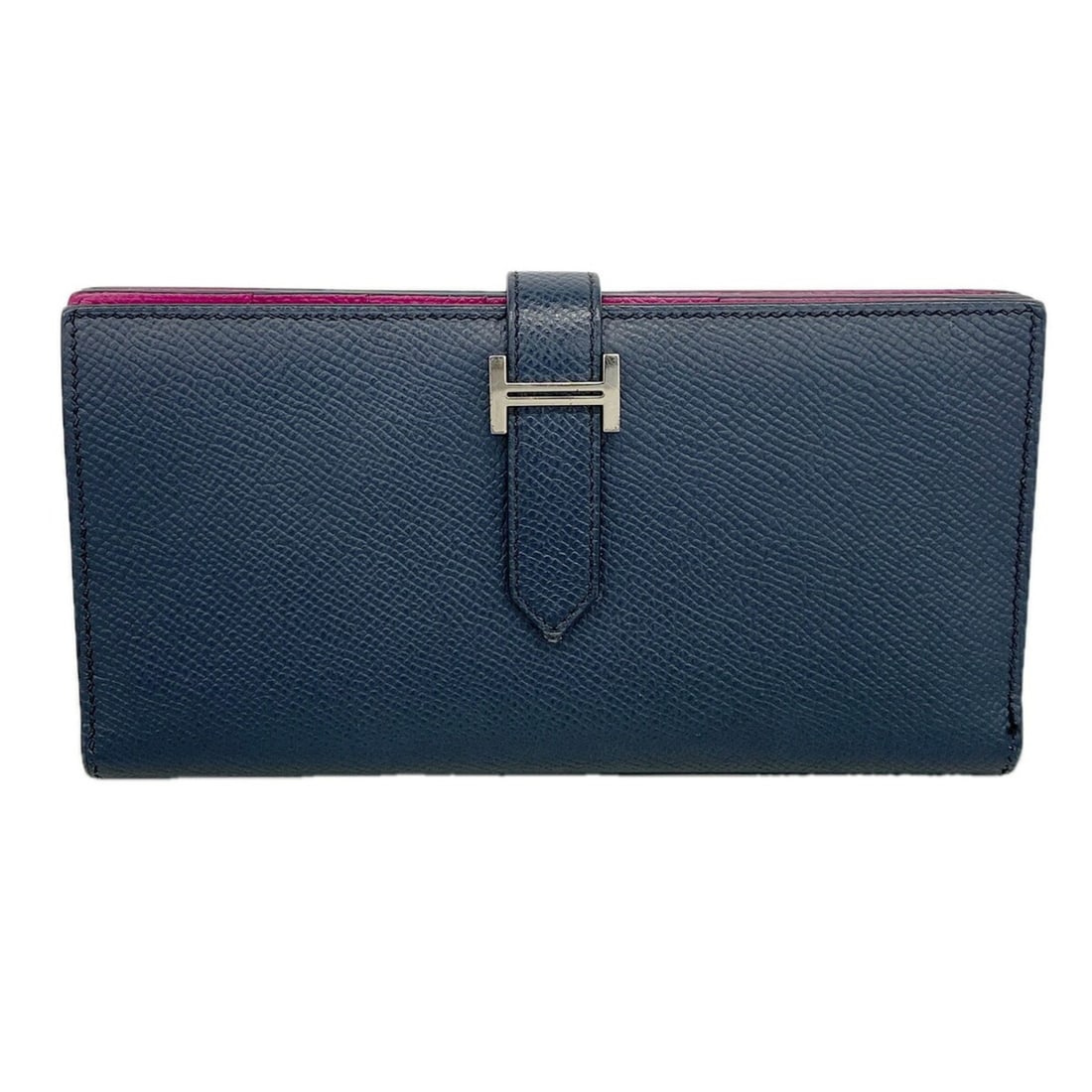 Hermes Bearn Soufflet Verso Long Wallet, Veau Epsom Leather, Blue Indigo/Rose Purple, C Stamp, (1 of 11)