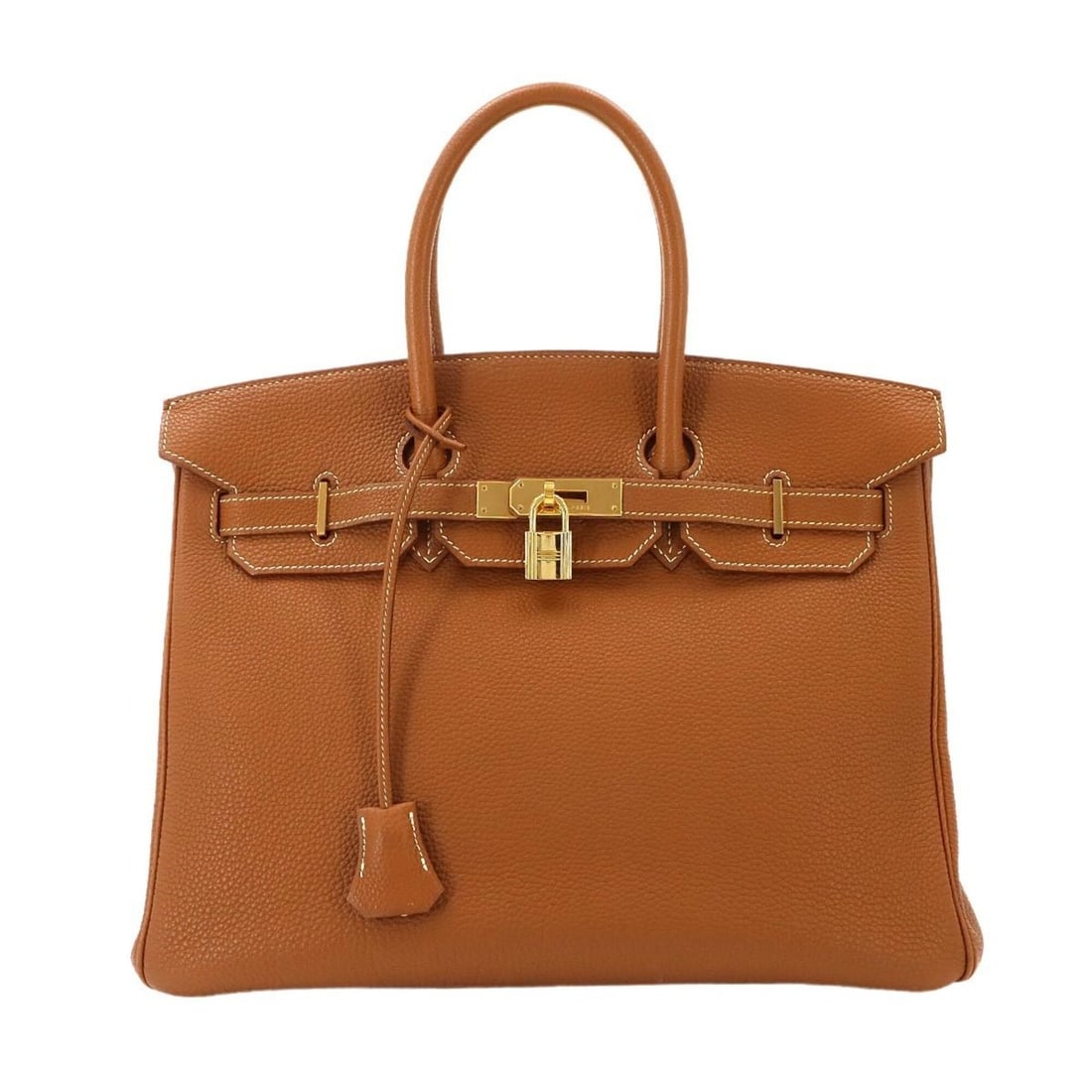 Hermes Birkin 35 Togo Gold Handbag ?G Stamp Hardware: --- Catalog ---Category: SizeSize (HxWxD): 27cm x 35cm x 18.5cm / 10.62'' x 13.77'' x 7.28''Category: DesignType: HandbagColor: GoldGender: WomenMaterial: Togo leather Category: GeneralBrand: HermesCo