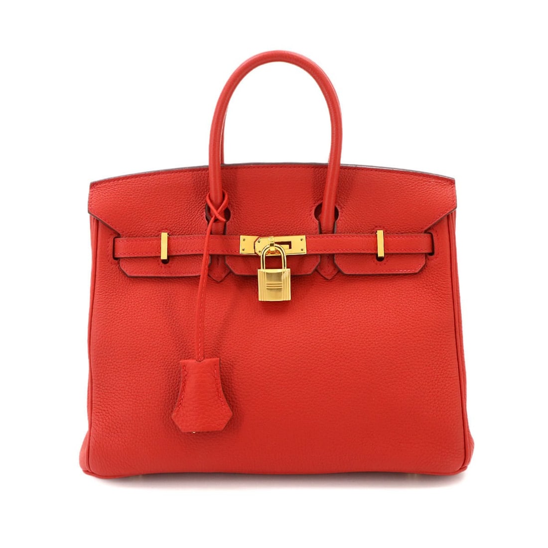 Hermes Birkin 25 Togo Geranium Handbag with X Stamp and Gold Hardware: --- Catalog ---Category: SizeSize (HxWxD): 20cm x 25cm x 14cm / 7.87'' x 9.84'' x 5.51''Category: DesignType: HandbagColor: Red colorGender: WomenMaterial: Togo leather Category: GeneralBrand: HermesC