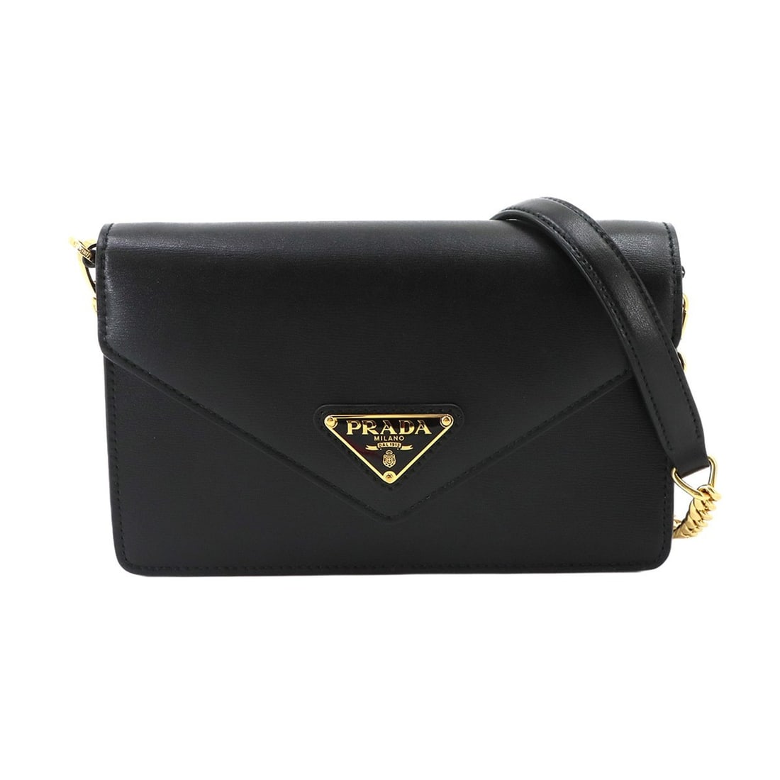 Prada PRADA Chain Shoulder Handbag Leather Black 1BD350 Gold Hardware Bag: --- Catalog ---Category: SizeSize (HxWxD): 12cm x 19cm x 4.5cm / 4.72'' x 7.48'' x 1.77''Category: DesignType: Shoulder bagColor: BlackGender: WomenMaterial: Leather Category: GeneralBrand: PradaCount