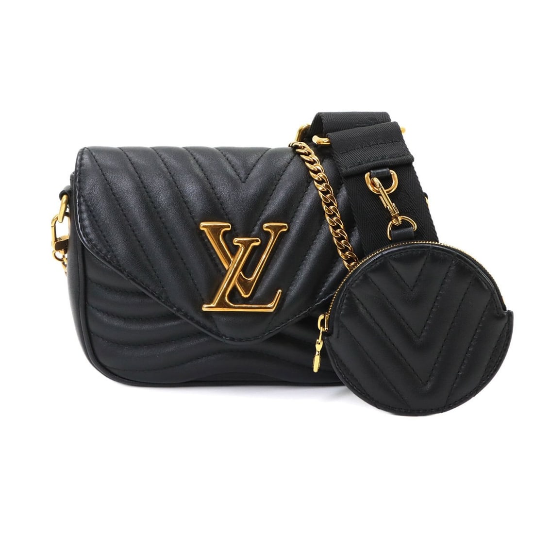 Louis Vuitton Multi Pochette Shoulder Handbag Leather Black M56461 RFID New Wave (1 of 10)