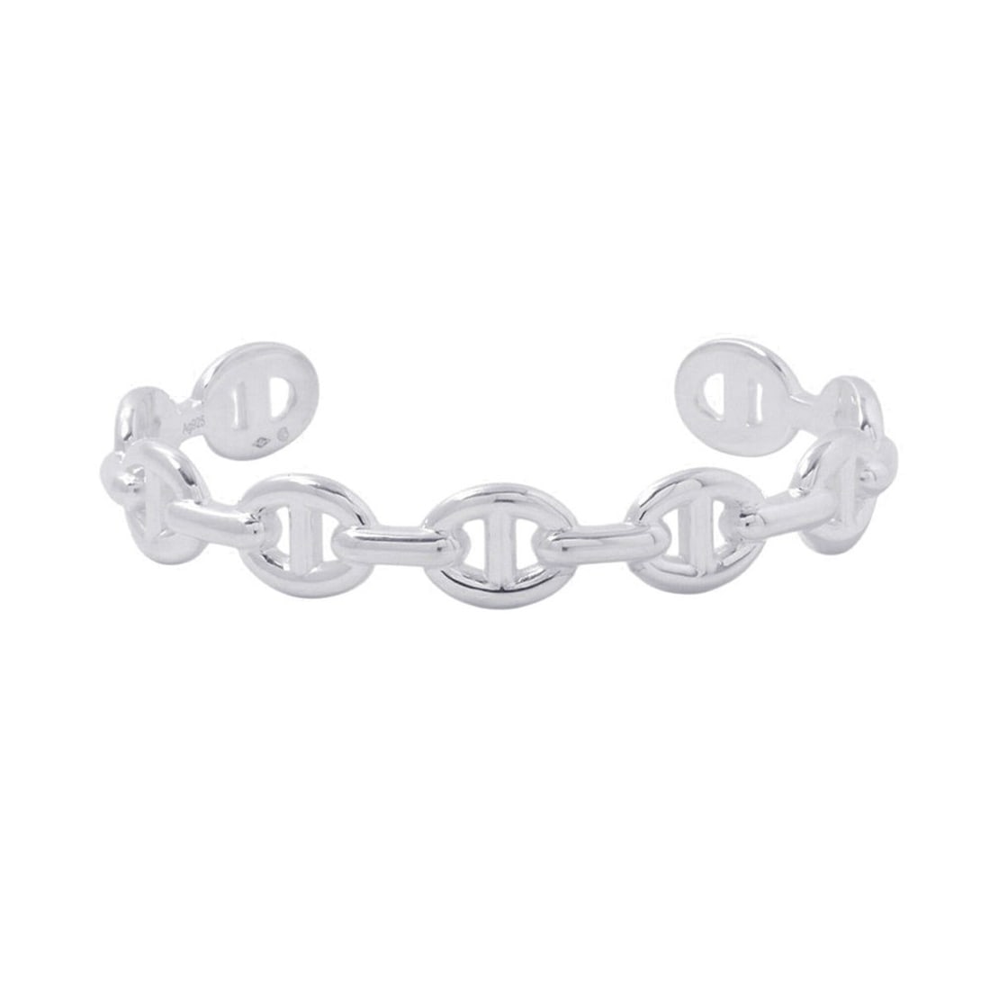 Hermes Chaine d'Ancre Enchainée Bangle, SV925 Silver, Size LG. (HERMES Bangle): --- Catalog ---Category: SizeLength: 17.5cm / 6.88''Weight: 22.9g / 0.8oz.Category: DesignType: Charm braceletGender: WomenMaterial: Silver 925Category: GeneralBrand: HermesCountry of Origin: France--