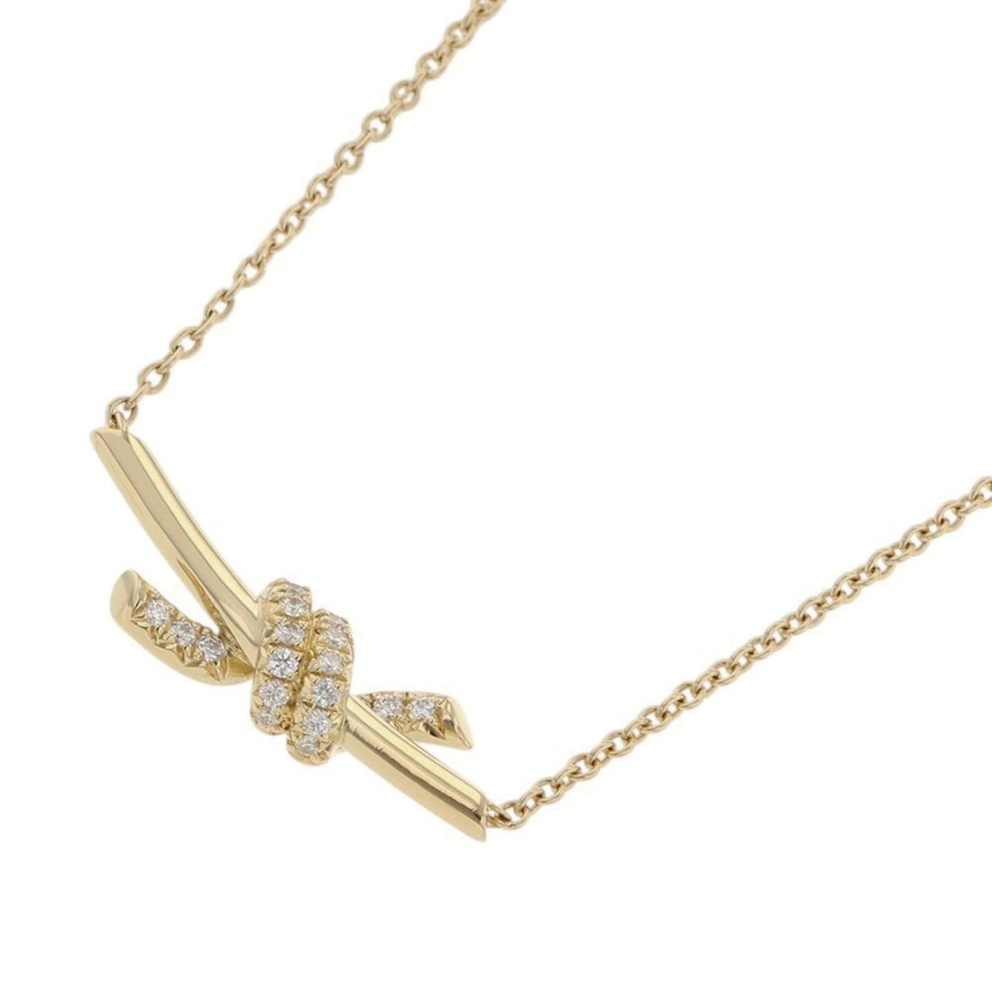 Tiffany & Co. Knot Small Pendant Necklace with 0.08ct Diamonds in 18K Yellow Gold (75123582) - (1 of 11)