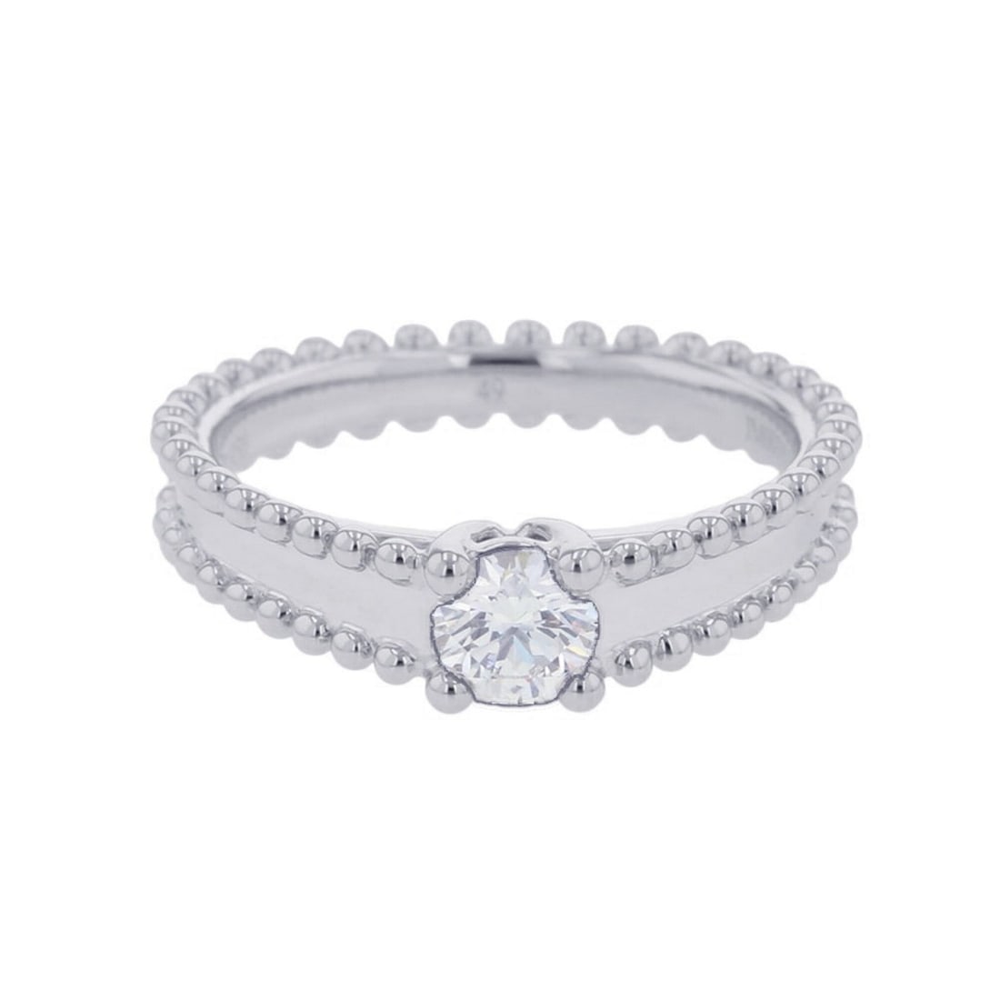 Van Cleef & Arpels Estelle Diamond Ring, approx. 0.27ct, Platinum 950, Size 49, Engagement Ring.: --- Catalog ---Category: SizeWeight: 4.9g / 0.17oz.JP Size: 9US Size: 5Category: DesignType: Engagement ringStone: DiamondGender: WomenMaterial: Platinum 950Weight (ct.): 0.27Category: GeneralBrand: V