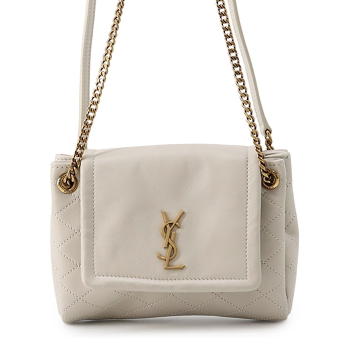 Saint Laurent Paris Chain Shoulder Bag Nolita Mini 672738 SAINT LAURENT PARIS Handbag White: --- Catalog ---Category: SizeWeight: 240g / 8.46oz.Size (HxWxD): 13.5cm x 16cm x 3cm / 5.31'' x 6.29'' x 1.18''Strap Length: 61cm - 107.5cm / 24.01'' - 42.32''Category: DesignType: Shoulder bagColor: 