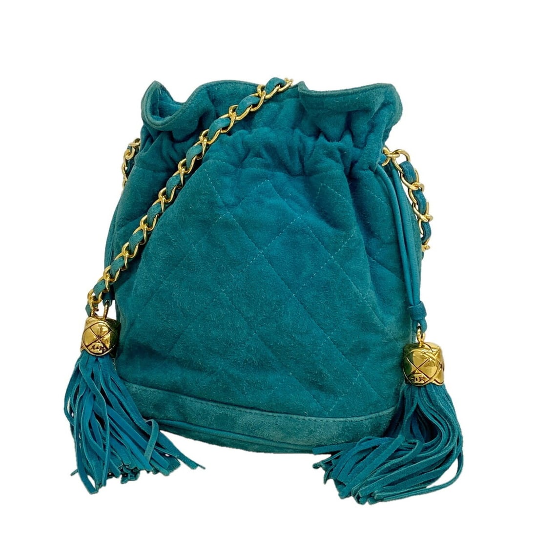 Chanel Matelassé Shoulder Bag with Chain Strap, Suede, Turquoise Blue, Women's: --- Catalog ---Category: SizeSize (HxWxD): 20cm x 15.5cm x 12cm / 7.87'' x 6.1'' x 4.72''Category: DesignType: Shoulder bagColor: BlueGender: WomenMaterial: Suede Hardware Color: GoldCategory: General