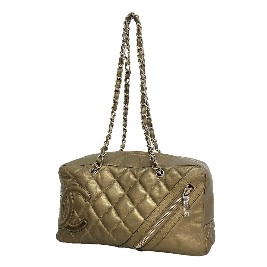 Chanel Cambon Chain Shoulder Bag, Lambskin, Gold, Women's: --- Catalog ---Category: SizeSize (HxWxD): 16cm x 27cm x 10.5cm / 6.29'' x 10.62'' x 4.13''Category: DesignType: Shoulder bagColor: GoldGender: WomenMaterial: Leather Hardware Color: SilverLeather/Fur