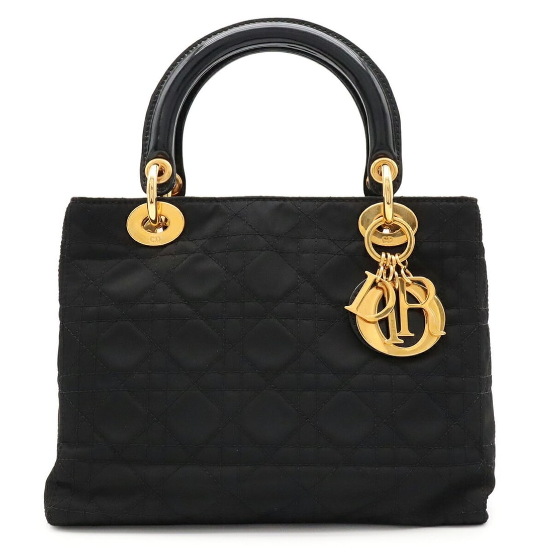 Christian Dior Lady Cannage Handbag Tote Bag Nylon Leather Black: --- Catalog ---Category: SizeSize (HxWxD): 18cm x 24cm x 12cm / 7.08'' x 9.44'' x 4.72''Category: DesignType: Handbag, Tote bagColor: BlackGender: WomenMaterial: Nylon Category: GeneralMPN: 1BG439Bran