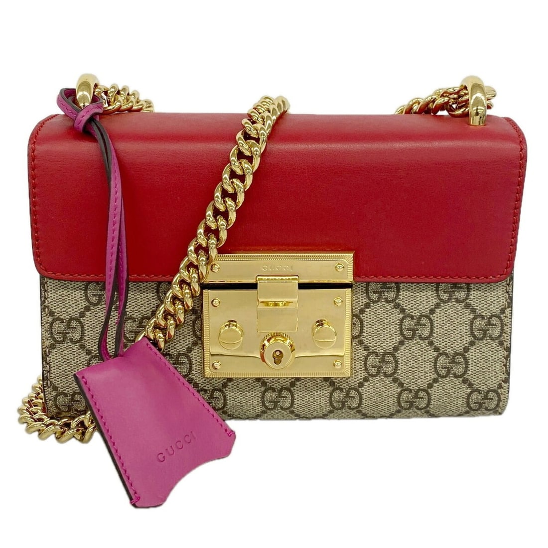 Gucci GG Supreme Shoulder Bag 409487 Red Brown Women's: --- Catalog ---Category: SizeSize (HxWxD): 13.5cm x 20cm x 7.5cm / 5.31'' x 7.87'' x 2.95''Category: DesignType: Shoulder bagColor: Brown, Red colorGender: WomenMaterial: PVC Hardware Color: GoldCateg