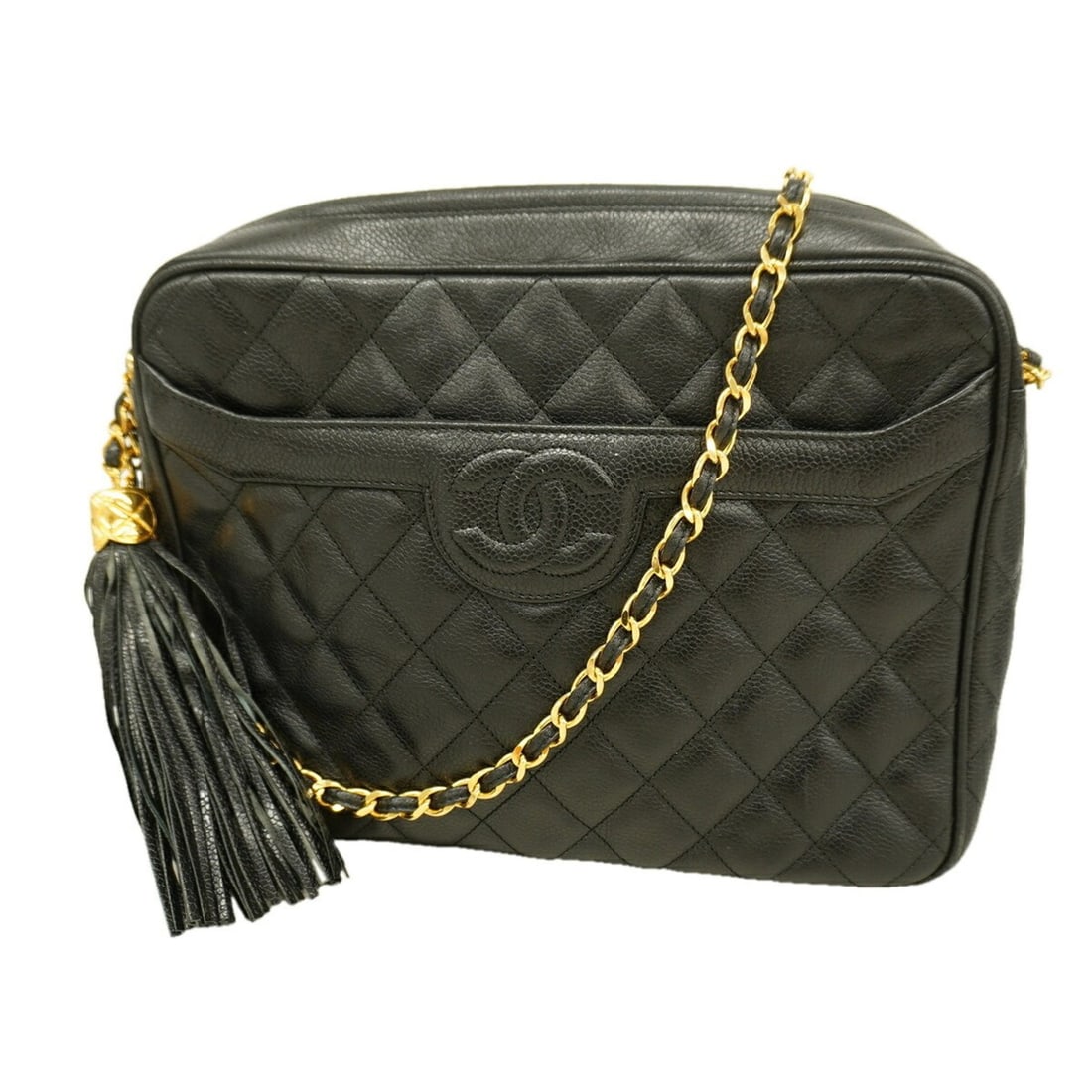 Chanel Matelassé Shoulder Bag with Chain Strap, Caviar Leather, Black, Women's: --- Catalog ---Category: SizeSize (HxWxD): 20.5cm x 27cm x 8cm / 8.07'' x 10.62'' x 3.14''Category: DesignType: Shoulder bagColor: BlackGender: WomenMaterial: Grained Calfskin Hardware Color: GoldCate