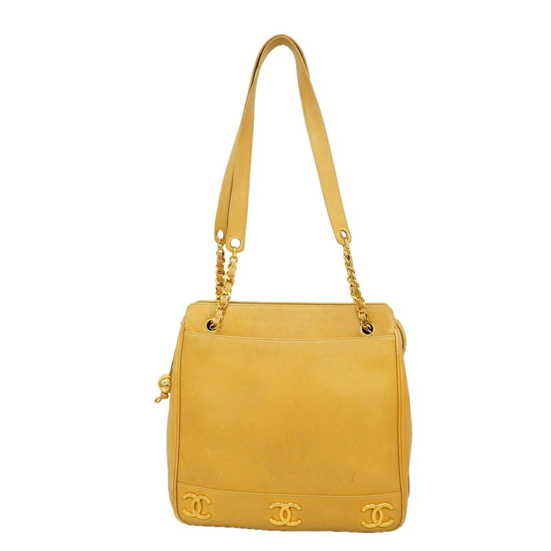 Chanel Triple Coco Shoulder Bag, Caviar Leather, Beige, Women's: --- Catalog ---Category: SizeSize (HxWxD): 32cm x 31.5cm x 10cm / 12.59'' x 12.4'' x 3.93''Category: DesignType: Shoulder bagColor: BeigeGender: WomenMaterial: Grained Calfskin Hardware Color: GoldCat