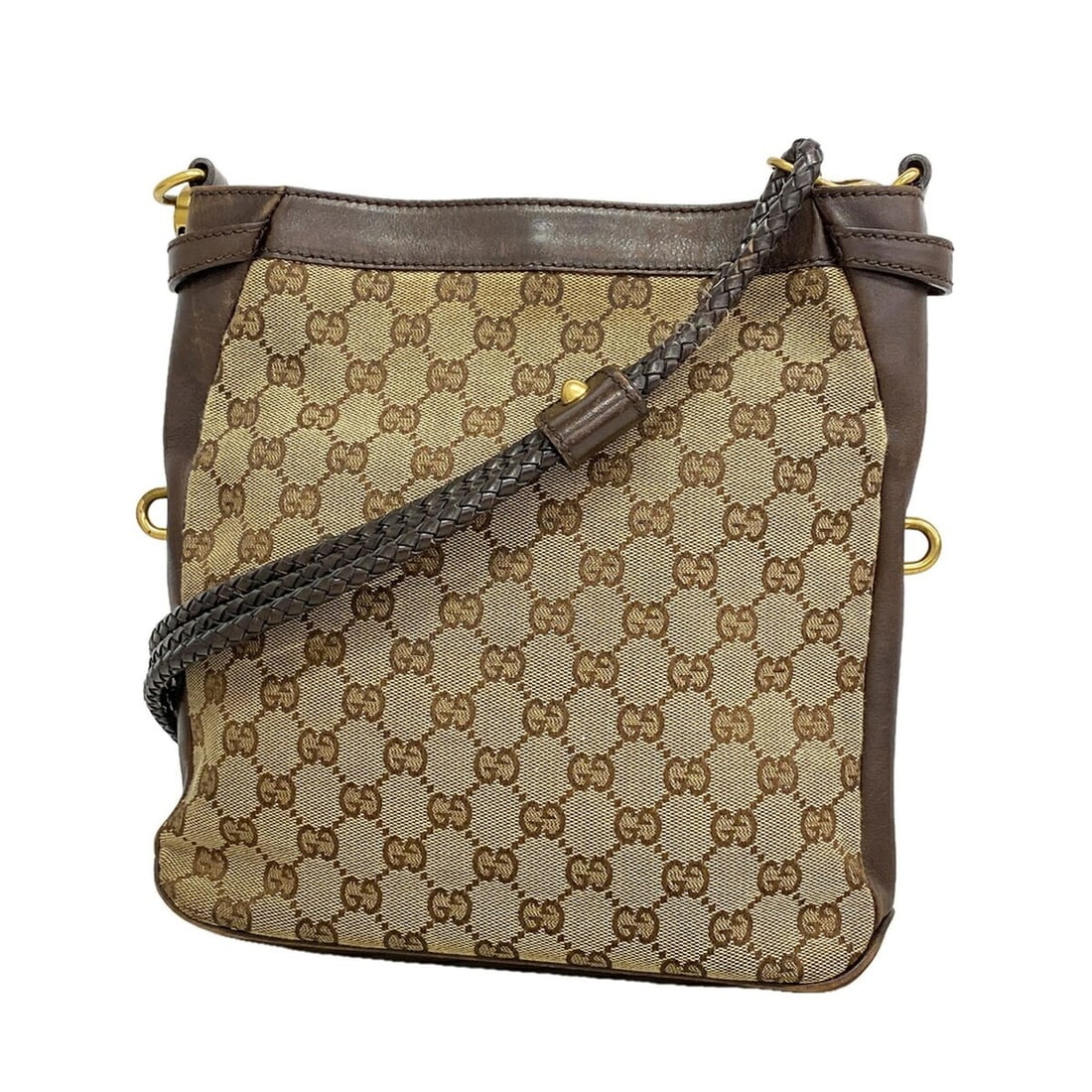 Gucci GG Canvas Shoulder Bag 109106, Brown Canvas, Women's: --- Catalog ---Category: SizeSize (HxWxD): 26cm x 25cm x 6.5cm / 10.23'' x 9.84'' x 2.55''Category: DesignType: Shoulder bagColor: BrownGender: WomenMaterial: Canvas Hardware Color: GoldCategory: Gene