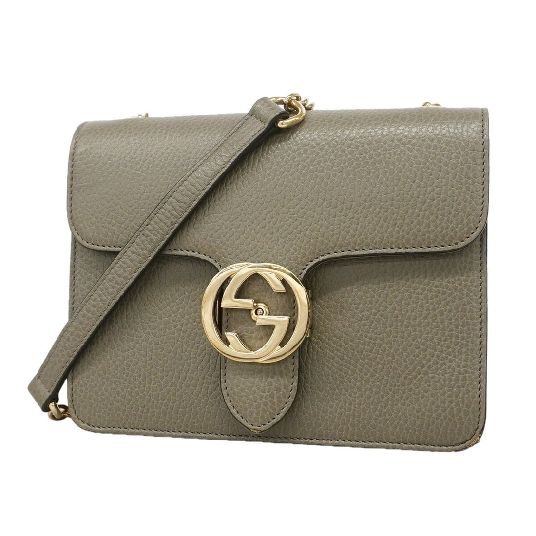 Gucci Interlocking G Shoulder Bag 510304 Leather Grey Champagne Women's: --- Catalog ---Category: SizeSize (HxWxD): 16cm x 19.5cm x 7cm / 6.29'' x 7.67'' x 2.75''Category: DesignType: Shoulder bagColor: GrayGender: WomenMaterial: Leather Hardware Color: Champagne goldCateg