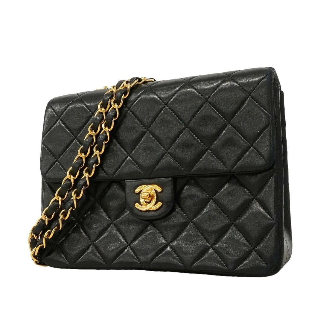 Chanel Matelassé Chain Shoulder Bag, Lambskin, Black, Women's: --- Catalog ---Category: SizeSize (HxWxD): 15.5cm x 20cm x 6.5cm / 6.1'' x 7.87'' x 2.55''Category: DesignType: Shoulder bagColor: BlackGender: WomenMaterial: Leather Hardware Color: GoldLeather/Fur T