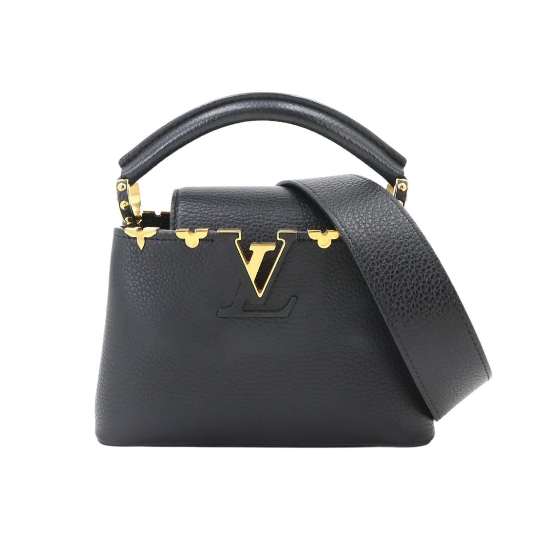 Louis Vuitton Capucines MINI 2-way Hand/Shoulder Handbag, Taurillon Leather, Black M56669 RFID (1 of 10)