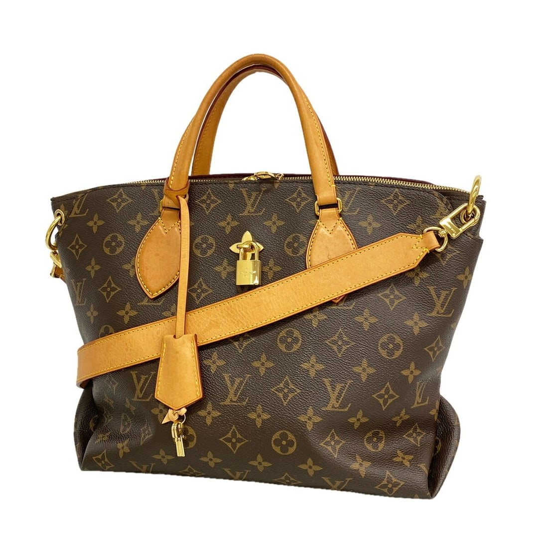 Louis Vuitton Monogram Flower Zipped Tote MM Handbag M44360 Brown 2-way bag for women (1 of 17)