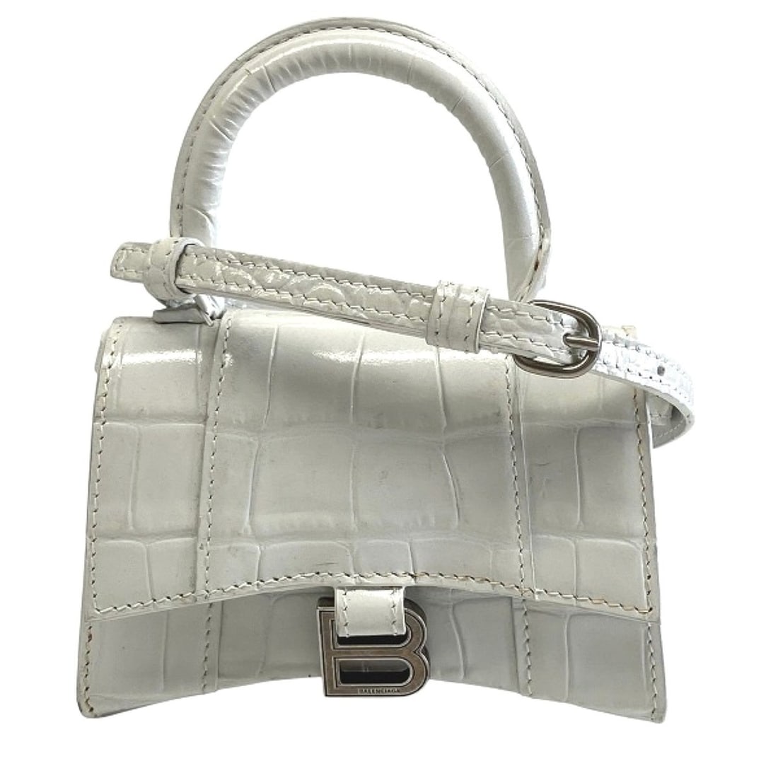 Balenciaga Hourglass Mini 2-Way Shoulder Bag, Leather, 637372: --- Catalog ---Category: SizeSize (HxWxD): 8cm x 12cm x 4.5cm / 3.14'' x 4.72'' x 1.77''Category: DesignType: Shoulder bagColor: WhiteGender: WomenMaterial: Leather Category: GeneralMPN: 637372Brand: 