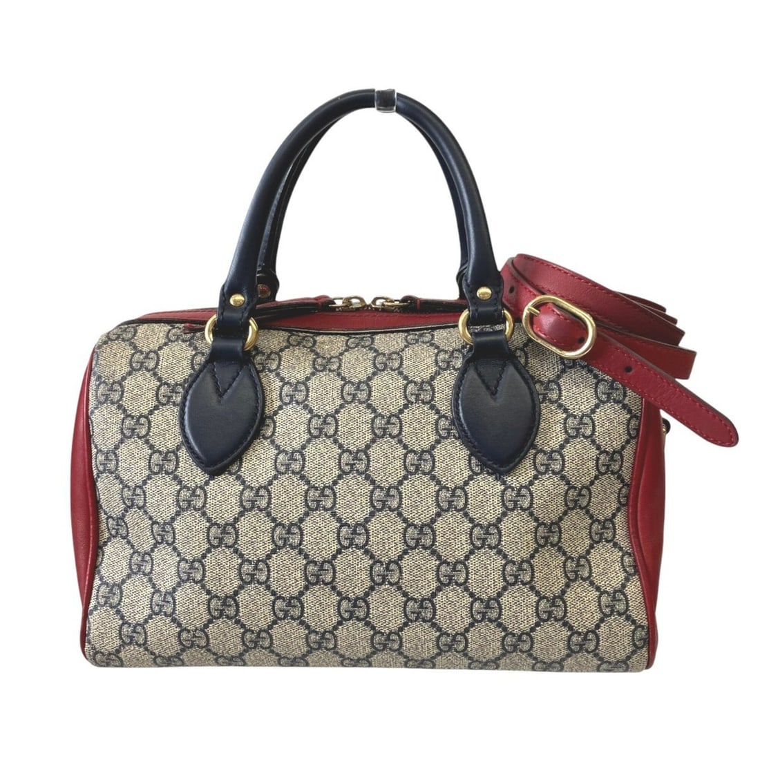 Gucci GG Supreme Leather Shoulder Bag 409529: --- Catalog ---Category: SizeSize (HxWxD): 16cm x 27cm x 14cm / 6.29'' x 10.62'' x 5.51''Category: DesignType: Shoulder bagColor: Gray, Red colorGender: WomenMaterial: Leather , PVC Category: GeneralM