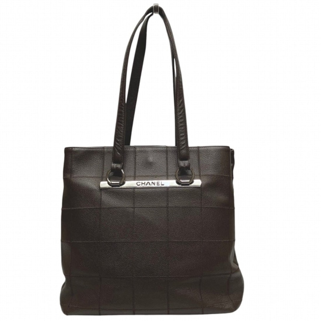 Chanel tote bag, chocolate bar design, caviar leather.: --- Catalog ---Category: SizeSize (HxWxD): 30cm x 30cm x 10cm / 11.81'' x 11.81'' x 3.93''Category: DesignType: Tote bagColor: BrownGender: WomenMaterial: Grained Calfskin Category: GeneralMPN: 951877