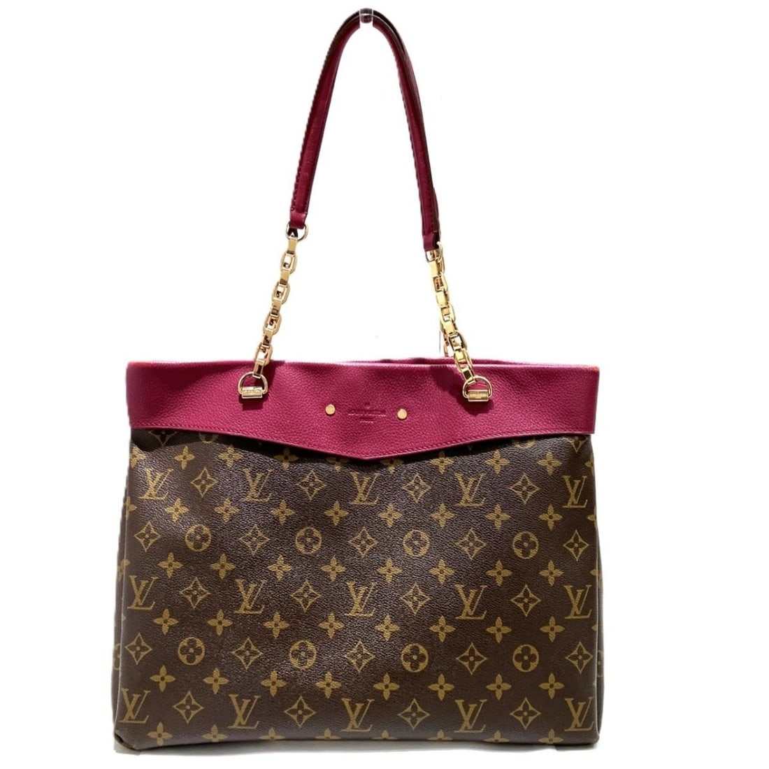 Louis Vuitton Pallas Shopper Tote Bag, Monogram Canvas, M51196: --- Catalog ---Category: SizeSize (HxWxD): 27.5cm x 34.5cm x 12cm / 10.82'' x 13.58'' x 4.72''Category: DesignType: Tote bagColor: Brown, PurpleGender: WomenMaterial: Monogram , Canvas Category: Gener