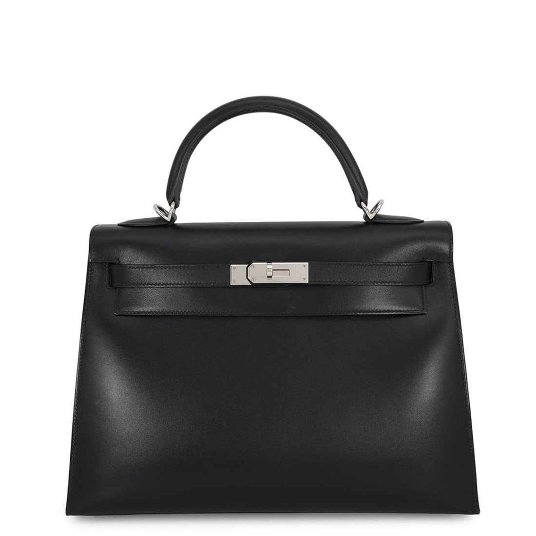Hermes Kelly 32 handbag, black box calf leather, ?F stamp, 2-way shoulder bag, black. Kelly, (1 of 16)