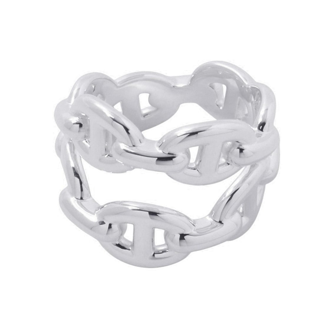 Hermes Ring Chaine d'Ancre Enchainee Double Row SV925 Silver Size 49 HERMES: --- Catalog ---Category: SizeWidth: 7.1mm / 0.28''Weight: 7.6g / 0.26oz.JP Size: 9US Size: 5Category: DesignType: Band ringGender: WomenMaterial: Silver 925Category: GeneralBrand: HermesCountry of Ori