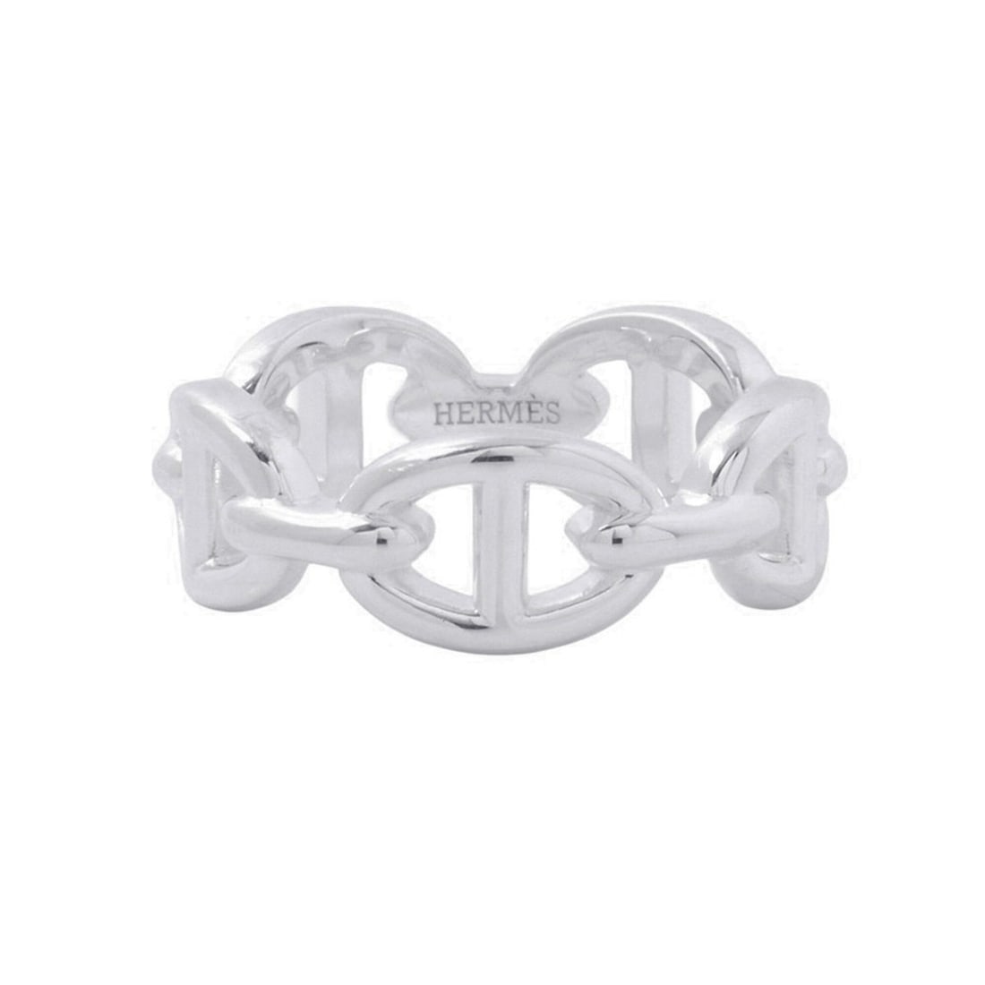 Hermes Chaine d'Ancre Enchainee PM Ring, SV925 Silver, Ring Size 54, HERMES Enchainee,: --- Catalog ---Category: SizeWidth: 7.4mm / 0.29''Weight: 6g / 0.21oz.JP Size: 14US Size: 7Category: DesignType: Band ringGender: WomenMaterial: Silver 925Category: GeneralBrand: Hermes--- Item List -