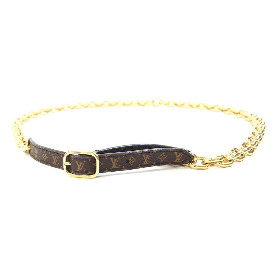 Louis Vuitton Monogram Chain Belt M0204 for Women: --- Catalog ---Category: SizeWidth: 3cm / 1.18''Length: 77cm - 81cm / 30.31'' - 31.88''Category: DesignType: Chain beltGender: WomenCategory: GeneralLine: MonogramBrand: Louis VuittonCountry of Origin