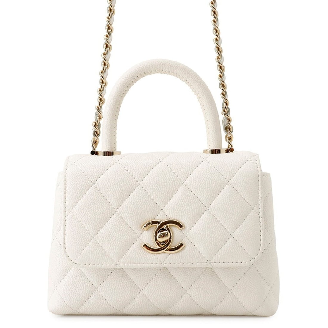 Chanel Matelassé Mini Handbag with Coco Handle, Caviar Skin, AP4244, 2-way Chain Shoulder Bag, (1 of 13)