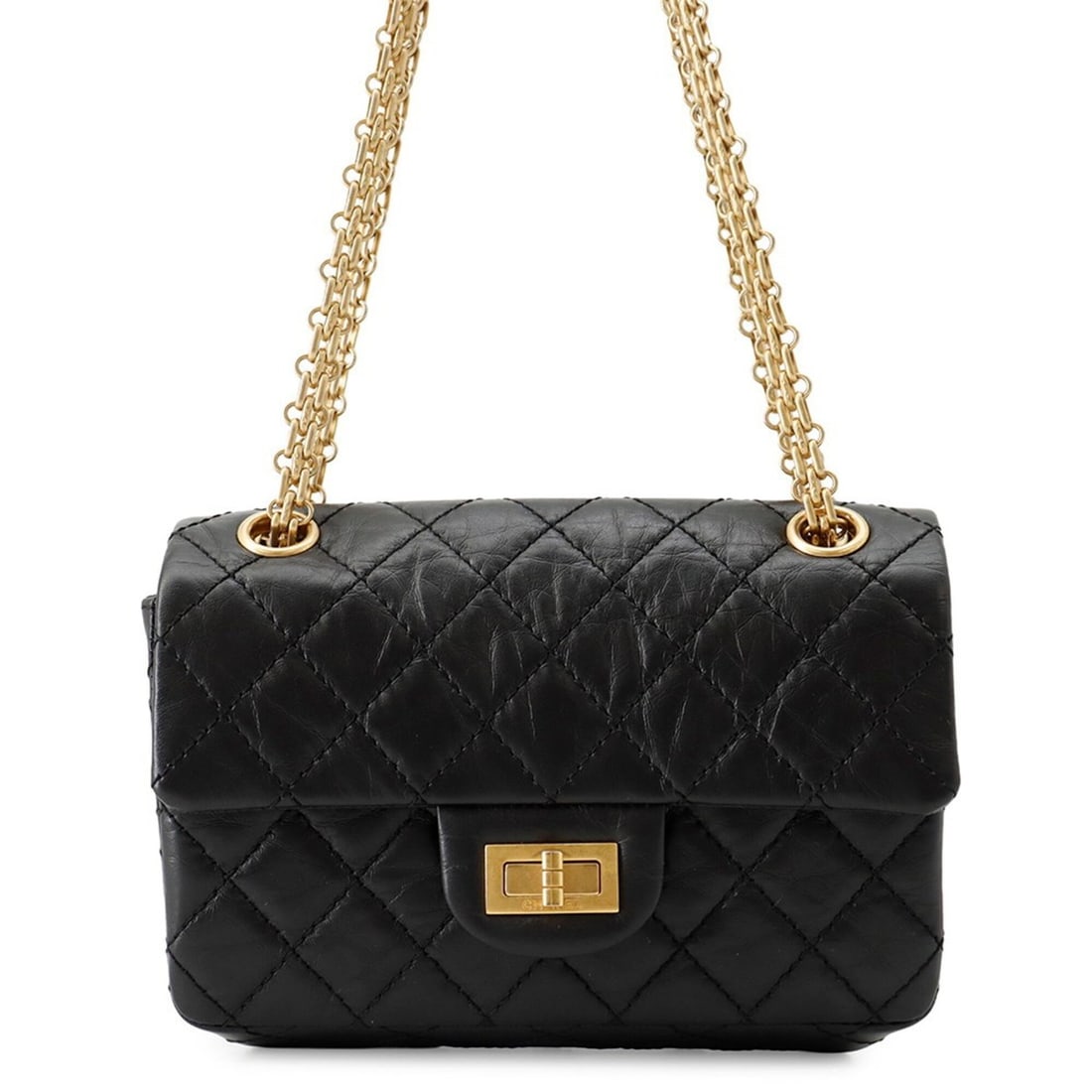 Chanel Chain Shoulder Bag Matelassé 2.55 Mini Aged Calf Leather AS0874 CHANEL Black Handbag Women's (1 of 16)