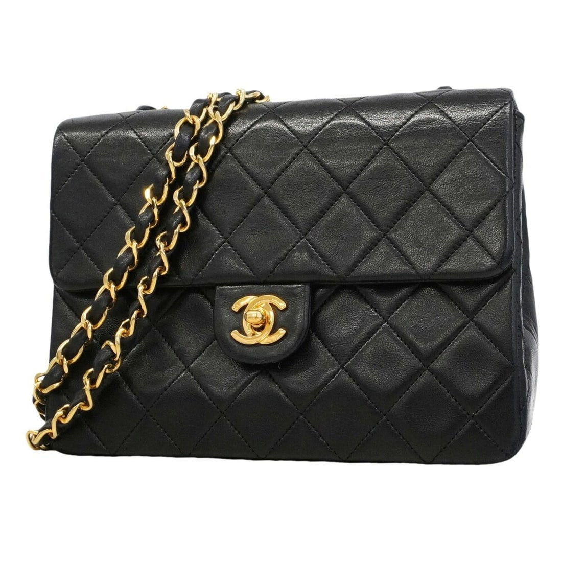 Chanel Mini Matelassé Chain Shoulder Bag, Lambskin, Black, Women's: --- Catalog ---Category: SizeSize (HxWxD): 16cm x 20cm x 6cm / 6.29'' x 7.87'' x 2.36''Category: DesignType: Shoulder bagColor: BlackGender: WomenMaterial: Leather Hardware Color: GoldLeather/Fur Type