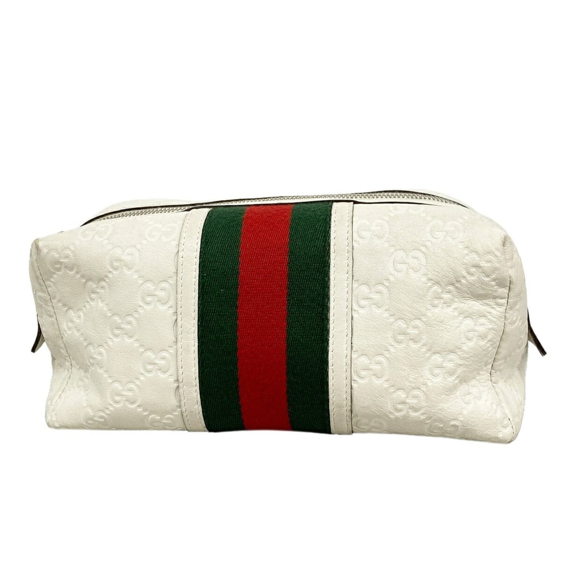 Gucci bag/pouch, Sherry line, Guccissima, 256637, leather, white, women's.: --- Catalog ---Category: SizeSize (HxWxD): 12cm x 23cm x 10cm / 4.72'' x 9.05'' x 3.93''Category: DesignType: PouchColor: WhiteGender: WomenMaterial: Leather Hardware Color: SilverCategory: GeneralMPN
