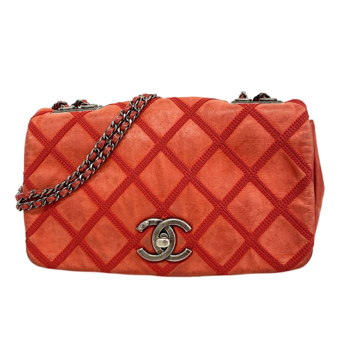 Chanel Shoulder Bag, Wild Stitch, Double Chain, Sparkle Leather, Red, Women's: --- Catalog ---Category: SizeSize (HxWxD): 15cm x 26cm x 6.5cm / 5.9'' x 10.23'' x 2.55''Category: DesignType: Shoulder bagColor: Red colorGender: WomenHardware Color: SilverCategory: GeneralBrand: Ch
