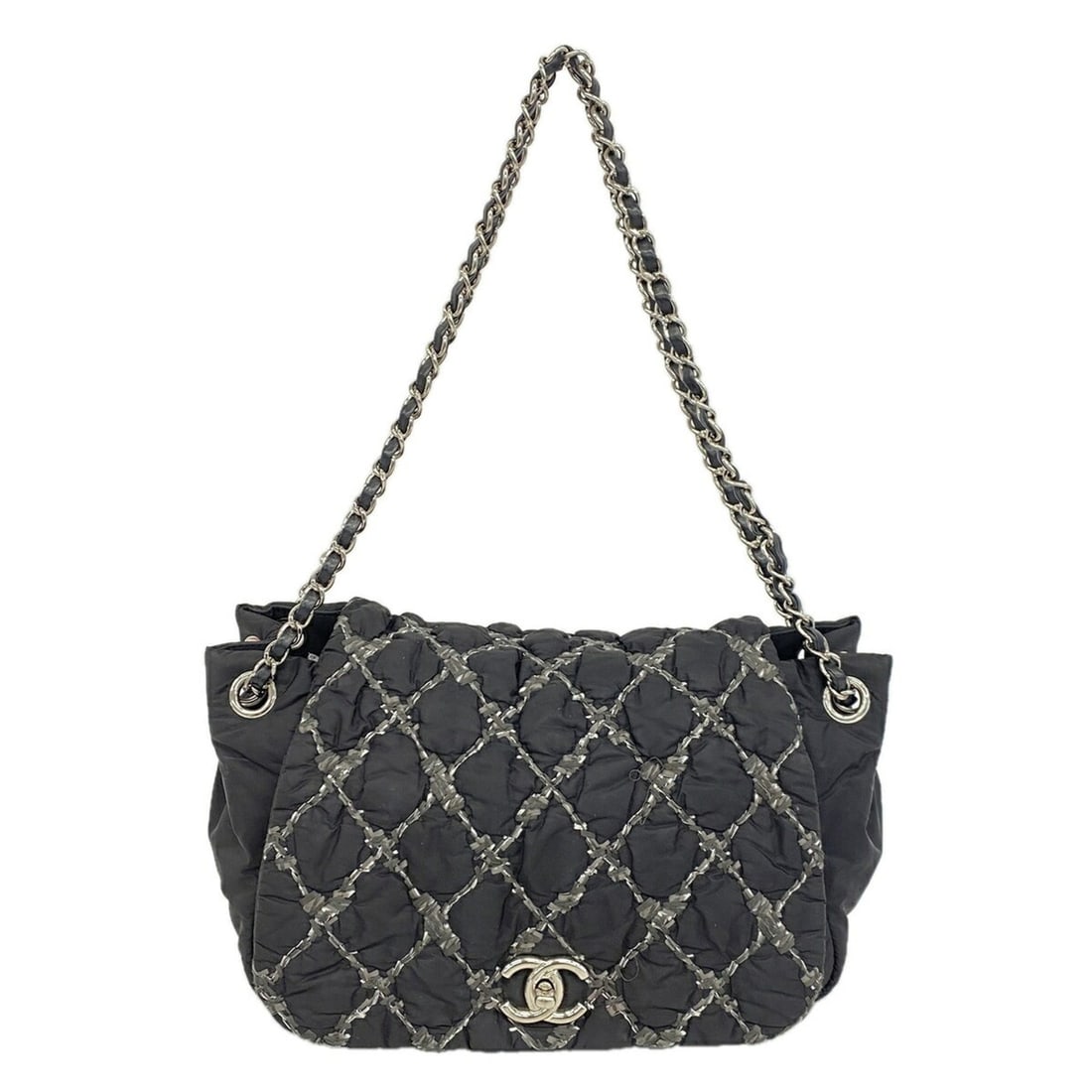 Chanel Shoulder Bag, Double Chain, Paris Byzantium, Nylon, Black, Women's: --- Catalog ---Category: SizeSize (HxWxD): 20cm x 27cm x 13cm / 7.87'' x 10.62'' x 5.11''Category: DesignType: Shoulder bagColor: BlackGender: WomenMaterial: Nylon Hardware Color: SilverCategory: Gene