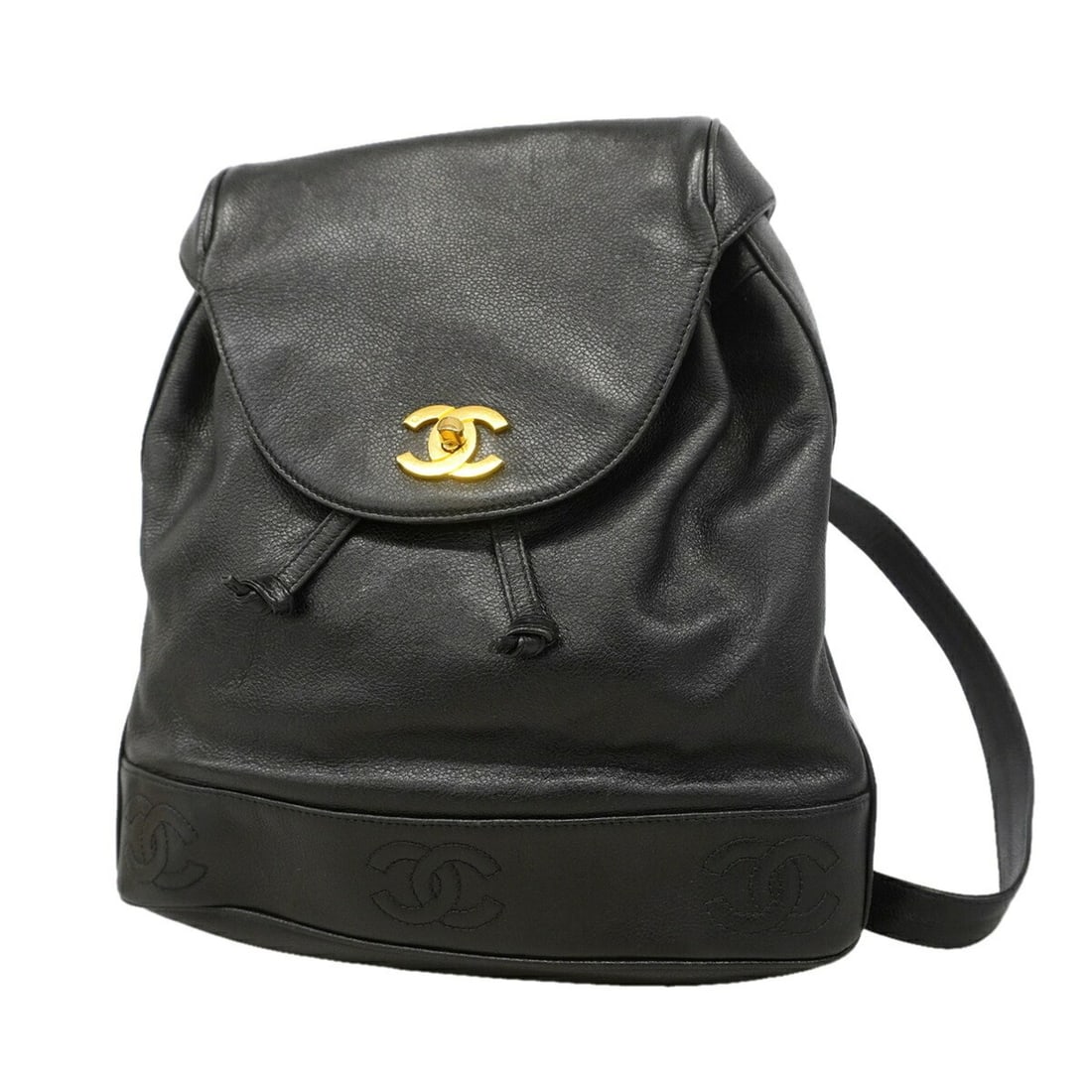 Chanel Triple Coco Caviar Skin Backpack/Daypack, Black, Women's: --- Catalog ---Category: SizeSize (HxWxD): 33cm x 31.5cm x 9cm / 12.99'' x 12.4'' x 3.54''Category: DesignType: BackpackColor: BlackGender: WomenMaterial: Grained Calfskin Hardware Color: GoldCategory
