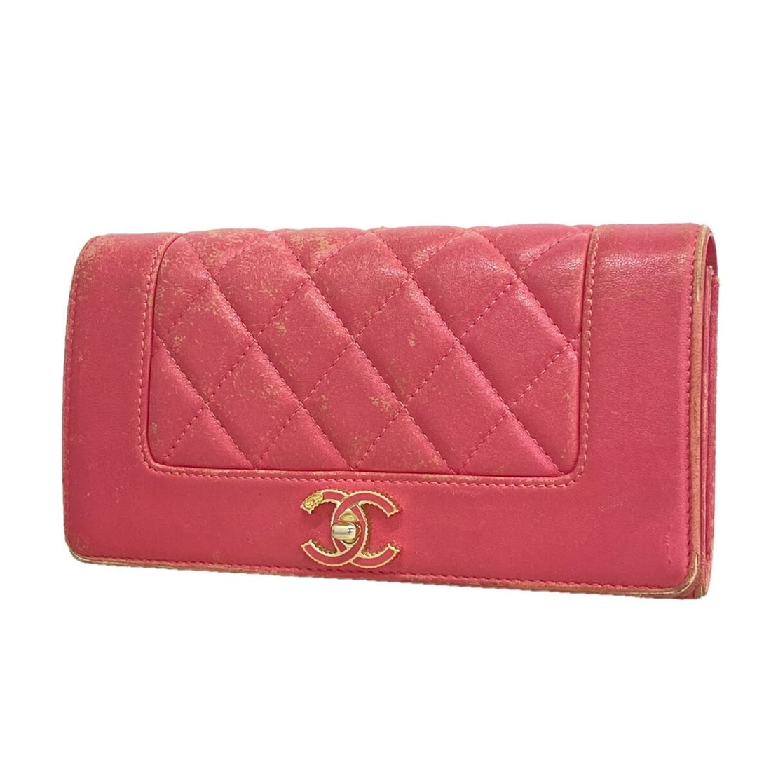 Chanel Mademoiselle Lambskin Long Wallet, Pink, Women's: --- Catalog ---Category: SizeSize (HxWxD): 10.5cm x 19.5cm x 3.5cm / 4.13'' x 7.67'' x 1.37''Category: DesignType: Long wallet (bi-fold)Color: PinkGender: WomenMaterial: Leather Leather/Fur Type: Lamb