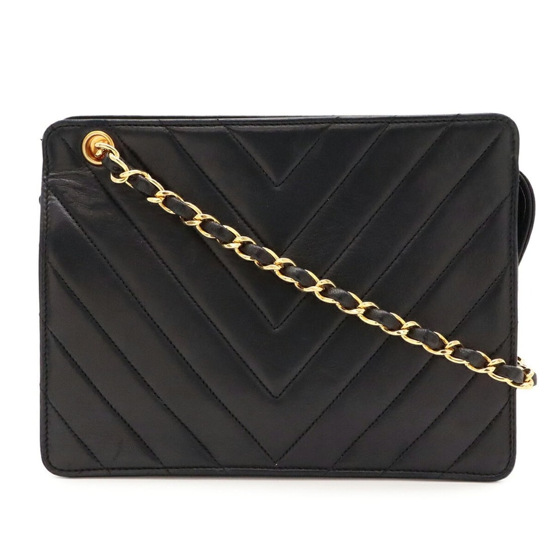 CHANEL V-stitch chain shoulder bag, lambskin leather.: --- Catalog ---Category: SizeSize (HxWxD): 15cm x 21cm x 7.5cm / 5.9'' x 8.26'' x 2.95''Category: DesignType: Shoulder bagColor: BlackGender: WomenCategory: GeneralBrand: Chanel--- Item List ---Sectio