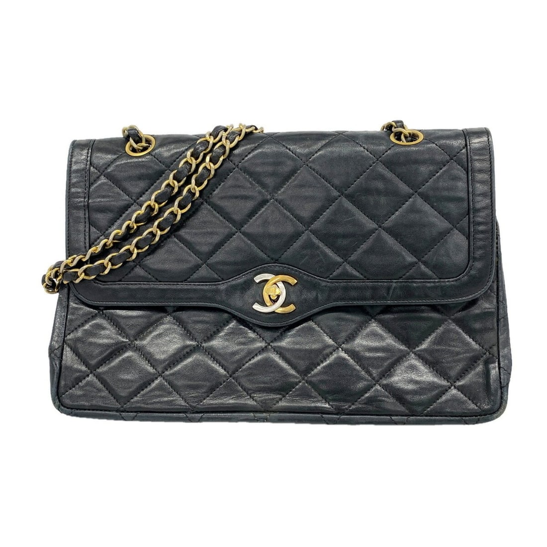 Chanel Matelassé Shoulder Bag, Paris Limited Edition, Double Flap, Chain, Lambskin, Black Gold,: --- Catalog ---Category: SizeSize (HxWxD): 18.5cm x 27.5cm x 6cm / 7.28'' x 10.82'' x 2.36''Category: DesignType: Shoulder bagColor: BlackGender: WomenMaterial: Leather Hardware Color: Gold, SilverLea