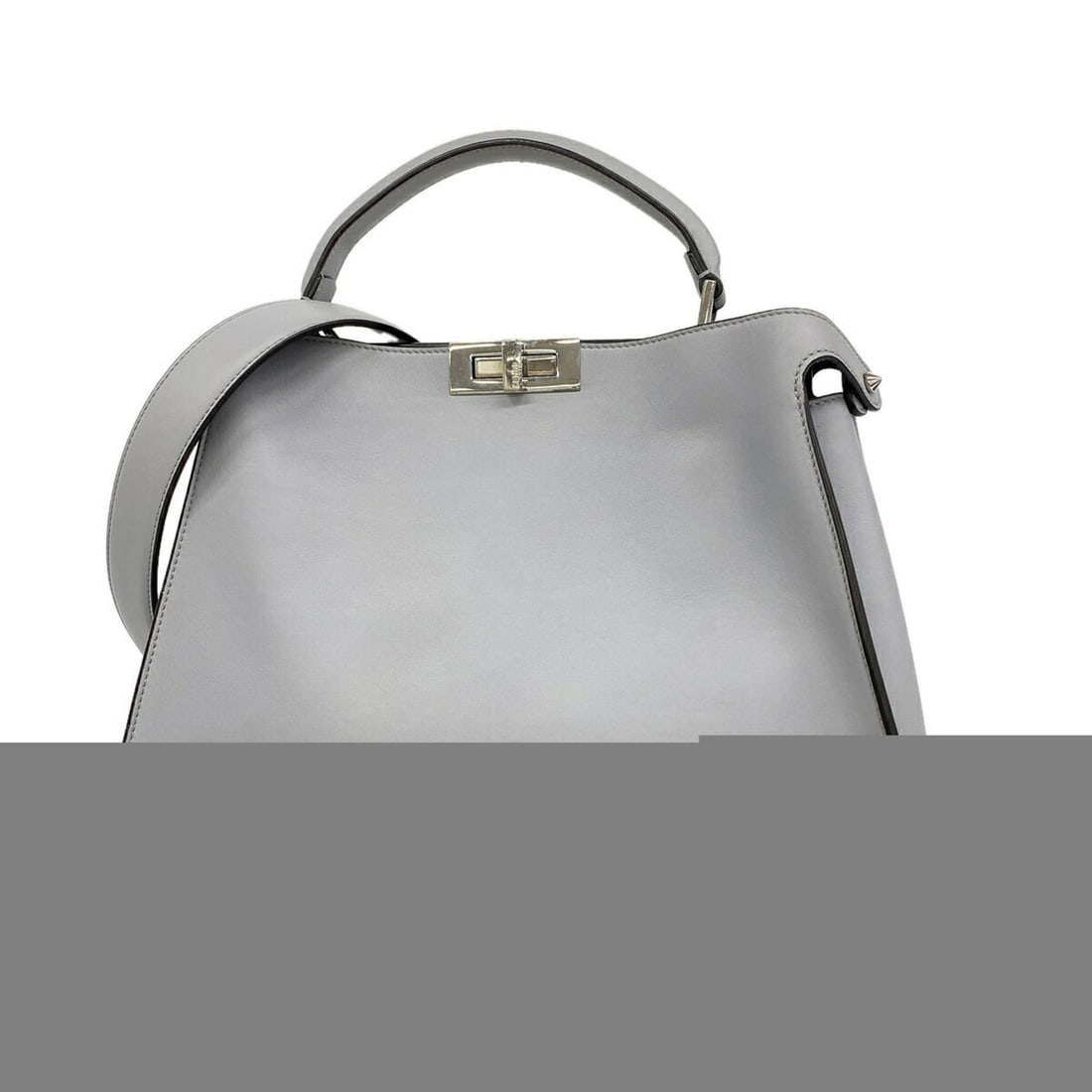 Fendi Peekaboo Essential Leather Handbag, Grey, 2-way bag for women: --- Catalog ---Category: SizeSize (HxWxD): 28.5cm x 38.5cm x 13cm / 11.22'' x 15.15'' x 5.11''Category: DesignType: HandbagColor: GrayGender: WomenMaterial: Leather Hardware Color: SilverCategory: Gen