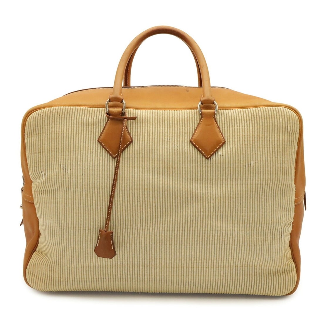 HERMES Victoria 45 Boston Bag Travel Crinoline Veau Gulliver Leather Natural Light Brown ?B Stamp (1 of 12)