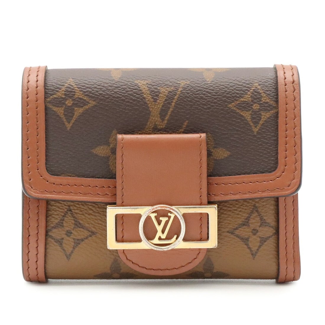 LOUIS VUITTON Louis Vuitton Monogram Reverse Portefeuille Dauphine Compact Tri-fold Wallet M68725 (1 of 11)