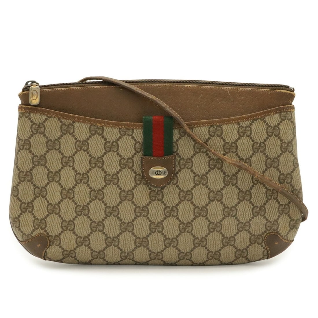 GUCCI Old Gucci GG Plus Sherry Line Shoulder Bag, Pouch, Clutch Beige, Mocha Brown 904.02.026 (1 of 10)