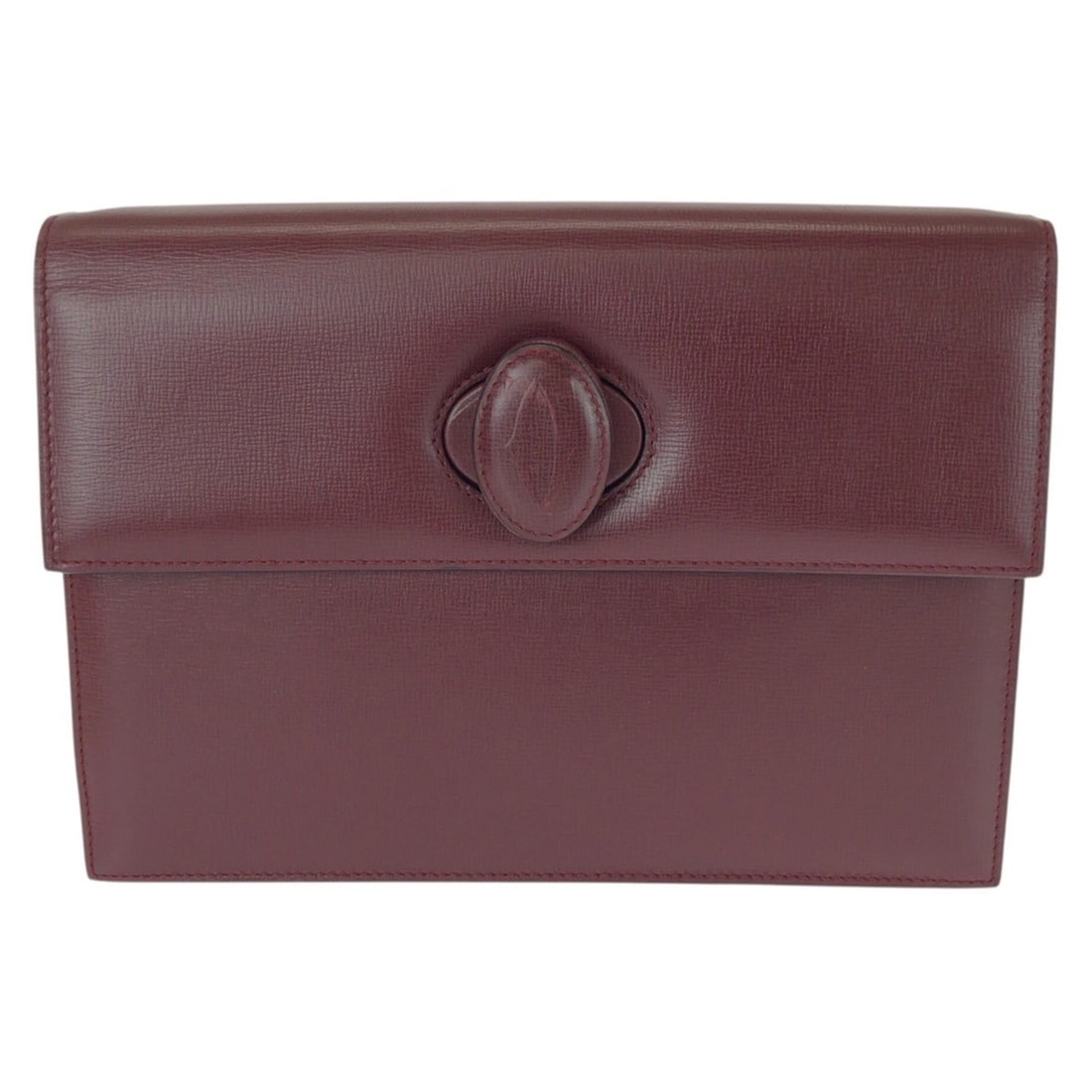 CARTIER Vintage Must Line Clutch Bag (Wine Red/Bordeaux) with Gold Hardware, Leather, for Women