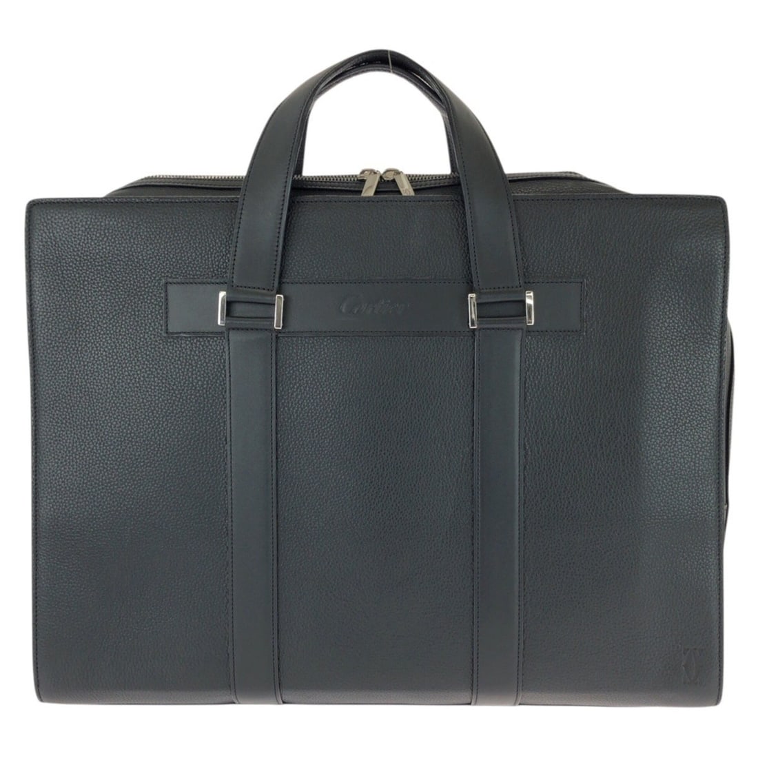CARTIER Cartier Must Line Black Leather Business Bag Briefcase with Silver Hardware for Men: --- Catalog ---Category: SizeSize (HxWxD): 35cm x 42cm x 10cm / 13.77'' x 16.53'' x 3.93''Category: DesignType: BriefcaseColor: BlackGender: MenMaterial: Leather Category: GeneralBrand: CartierCountry