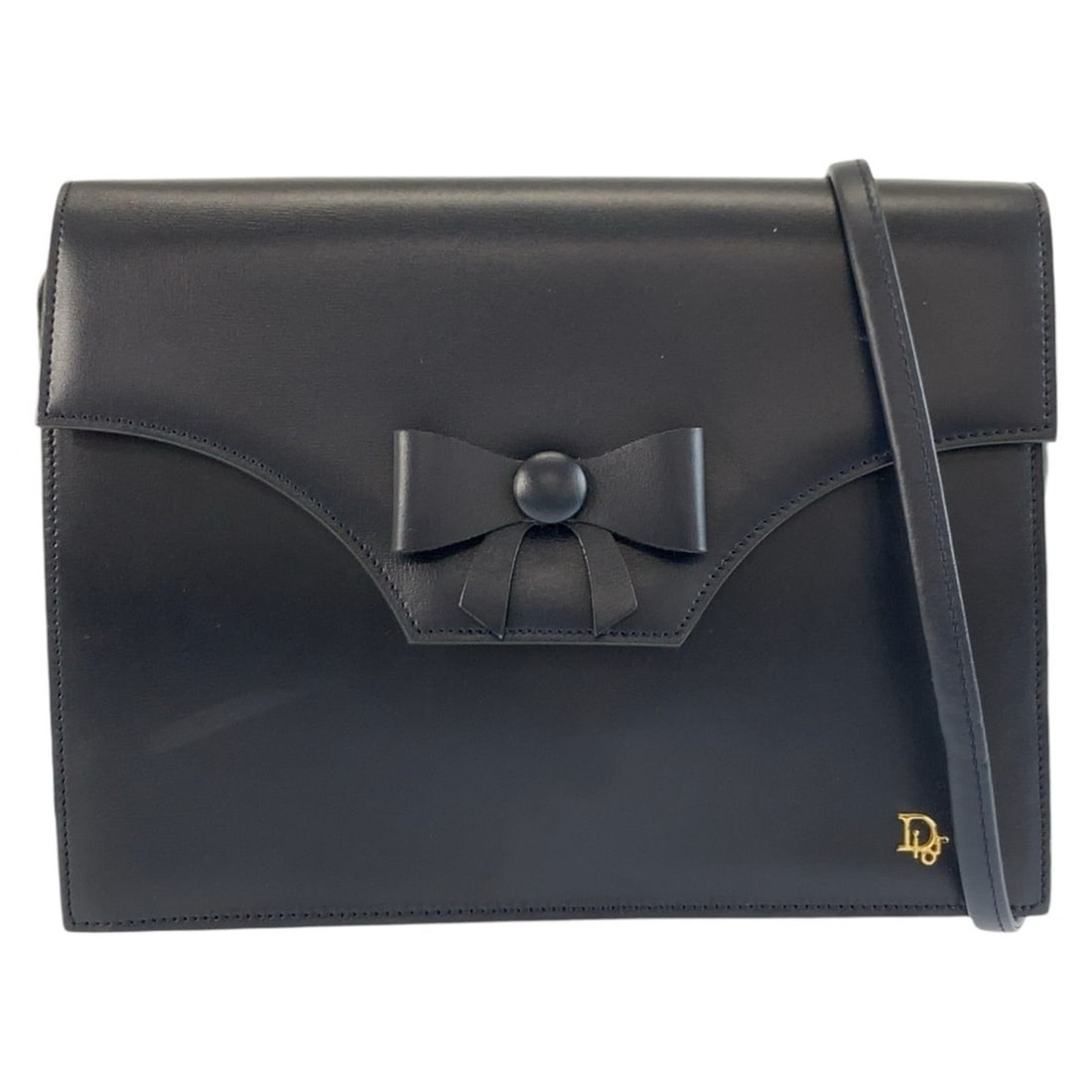Christian Dior Vintage Ribbon Navy Gold Hardware Leather Shoulder Bag Pouch for Women: --- Catalog ---Category: SizeSize (HxWxD): 16cm x 21cm x 4cm / 6.29'' x 8.26'' x 1.57''Category: DesignType: Pochette, Shoulder bagColor: NavyGender: WomenMaterial: Leather Category: GeneralBrand: Chr